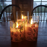 Hummingbird Pink Floral Glass Flameless Candles with Remote, 3 Pack Flickering LED Battery Candles Gift Set D 3" H 4" 5" 6" Decorative Candles