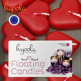 HYOOLA Premium Red Heart Floating Candles - Love Shaped Candles - 1.8 Inch - 2 Hour - 15 Pack - European Made