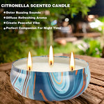 Citronella Candles Outdoor, 3 Pack Large Citronella Candle Set, 240 Hour Burn Time, 12oz 3-Wicks Soy Wax Jar Candles, Outdoor