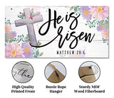 Hanging Easter Wood Decor Sign, He is Risen-Matthew 28:6 Printed Wood Wall Art Sign, Home Signs Decor, Hanging Door Wood Sign, Easter Gift, Easter Religious Sign, Rustic Farmhouse Wood Sign Décor