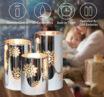 Christmas Flameless Snowflake Candle, Battery Candle Timer&Remot Pillar Candle Set of 3