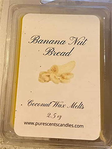 Banana Nut Bread Wax Melts 2.5 oz Oven Fresh. This Delicious Combination of Walnuts, Ripe Banana, Vanilla, and a Touch of Spice i Naturally Strong Scented
