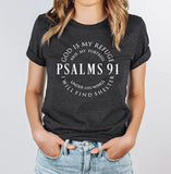 Psalms 91 Jesus Love T-Shirt Women  Christian Shirt Short Sleeve Casual Blessed Tees Tops