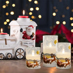 White Christmas Glass Flickering Flameless Candles Battery Operated 10 Key Remote