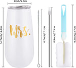 2 Pack Wine with Lid, Mr. and Mrs. Wine Gifts for Wedding Engagement, 6 Oz,