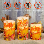 FLAVCHARM Fall Decor Flameless Candles Pumpkin Glitter Decal Desgin Real Wax Flickering LED Candles Autumn Harvest Battery Operated Candles with Remote Timer Thanksgiving Table Decorations for Home