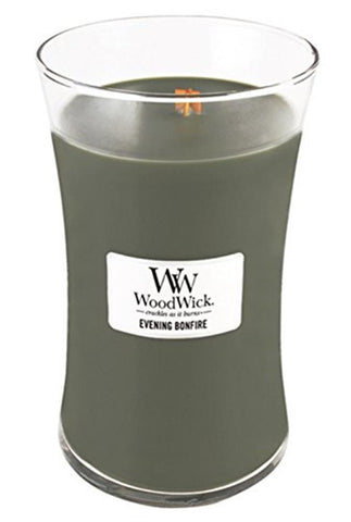 WoodWick Candle, Large, Evening Bonfire, 22 Oz, Brown