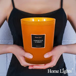 HomeLights Scented Candles | Large Jar Candle - 33.3 Oz. Natural Soy Aromatherapy Candles | Up to 70 Hours Burn Time with 3 Cotton Wicks, Home Decorative Fragrance Candles Gift - Sandalwood Jasmine