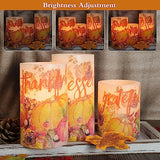 FLAVCHARM Fall Decor Flameless Candles Pumpkin Glitter Decal Desgin Real Wax Flickering LED Candles Autumn Harvest Battery Operated Candles with Remote Timer Thanksgiving Table Decorations for Home