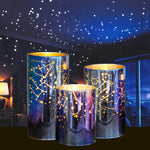 Christmas Flameless Snowflake Candle, Battery Candle Timer&Remot Pillar Candle Set of 3