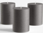 Set of 3 Pillar Candles 3" x 6" Unscented Handpoured Weddings, Home Decoration, Restaurants, Spa, Church Smokeless Cotton Wick - Ivory