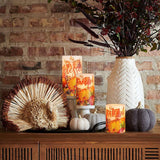 FLAVCHARM Fall Decor Flameless Candles Pumpkin Glitter Decal Desgin Real Wax Flickering LED Candles Autumn Harvest Battery Operated Candles with Remote Timer Thanksgiving Table Decorations for Home