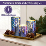 Christmas Flameless Snowflake Candle, Battery Candle Timer&Remot Pillar Candle Set of 3