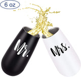2 Pack Wine with Lid, Mr. and Mrs. Wine Gifts for Wedding Engagement, 6 Oz,
