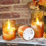 FLAVCHARM Fall Decor Flameless Candles Pumpkin Glitter Decal Desgin Real Wax Flickering LED Candles Autumn Harvest Battery Operated Candles with Remote Timer Thanksgiving Table Decorations for Home