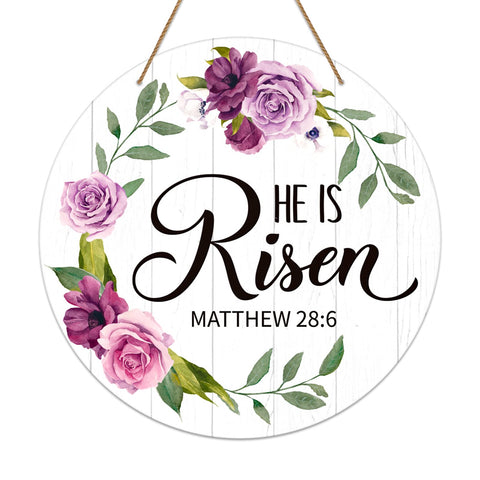 He is Risen Door Sign 11.8" Vintage Floral He is Risen Decor Sign Religious Easter Door Hanging Sign for Home Wall Farmhouse Indoor Outdoor