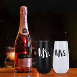 2 Pack Wine with Lid, Mr. and Mrs. Wine Gifts for Wedding Engagement, 6 Oz,