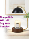 Candle Warmer Lamp for Jar Candles, Black Modern Electric Dimmable Candle Melter Lamps with 1 Balsam & Cedar Scented Candle, Ideal for Home Decor, 2 Bulb and 1 Candle Included