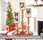 Christmas Flameless Snowflake Candle, Battery Candle Timer&Remot Pillar Candle Set of 3