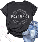 Psalms 91 Jesus Love T-Shirt Women  Christian Shirt Short Sleeve Casual Blessed Tees Tops