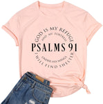 Psalms 91 Jesus Love T-Shirt Women  Christian Shirt Short Sleeve Casual Blessed Tees Tops