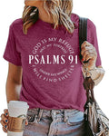 Psalms 91 Jesus Love T-Shirt Women  Christian Shirt Short Sleeve Casual Blessed Tees Tops