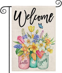 Easter Garden Flag Double Sided 12.5 x 18.5 Inch, Cat Welcome Outdoor