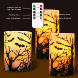 FLAVCHARM Fall Decor Flameless Candles Pumpkin Glitter Decal Desgin Real Wax Flickering LED Candles Autumn Harvest Battery Operated Candles with Remote Timer Thanksgiving Table Decorations for Home