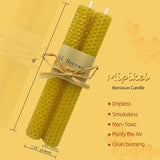 100% Pure Beeswax Taper 8 Inch Dripless Candles, Handmade Beeswax Candle Christmas  (Classical-4 Pair)