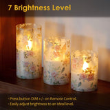 Flameless Candles LED Set of 3 Fall Autumn Ornament Warm Lights Home Decor Battery Operated Timer DIM with Remote Pumpkin Maple Leaves Painting