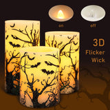 FLAVCHARM Fall Decor Flameless Candles Pumpkin Glitter Decal Desgin Real Wax Flickering LED Candles Autumn Harvest Battery Operated Candles with Remote Timer Thanksgiving Table Decorations for Home