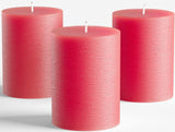 Set of 3 Pillar Candles 3" x 6" Unscented Handpoured Weddings, Home Decoration, Restaurants, Spa, Church Smokeless Cotton Wick - Ivory