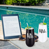 2 Pack Wine with Lid, Mr. and Mrs. Wine Gifts for Wedding Engagement, 6 Oz,