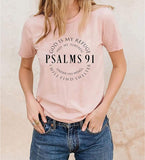 Psalms 91 Jesus Love T-Shirt Women  Christian Shirt Short Sleeve Casual Blessed Tees Tops