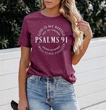 Psalms 91 Jesus Love T-Shirt Women  Christian Shirt Short Sleeve Casual Blessed Tees Tops