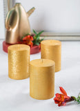 Set of 3 Pillar Candles 3" x 6" Unscented Handpoured Weddings, Home Decoration, Restaurants, Spa, Church Smokeless Cotton Wick - Ivory