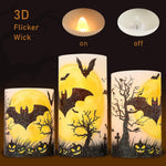 FLAVCHARM Fall Decor Flameless Candles Pumpkin Glitter Decal Desgin Real Wax Flickering LED Candles Autumn Harvest Battery Operated Candles with Remote Timer Thanksgiving Table Decorations for Home