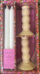 Candle Gift Set 4 Wax Tapers 2 Holders in Gift Box