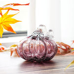 Art Glass Pumpkin Paperweight Tabletop Decorative Ornaments for Fall Harvest Thanksgiving Halloween Decor (5inch,Brown)