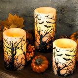 FLAVCHARM Fall Decor Flameless Candles Pumpkin Glitter Decal Desgin Real Wax Flickering LED Candles Autumn Harvest Battery Operated Candles with Remote Timer Thanksgiving Table Decorations for Home