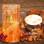 FLAVCHARM Fall Decor Flameless Candles Pumpkin Glitter Decal Desgin Real Wax Flickering LED Candles Autumn Harvest Battery Operated Candles with Remote Timer Thanksgiving Table Decorations for Home