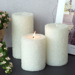 Hand-poured Unscented Candle ,Drip less Pillar Candle set of 3,Includes