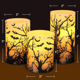 FLAVCHARM Fall Decor Flameless Candles Pumpkin Glitter Decal Desgin Real Wax Flickering LED Candles Autumn Harvest Battery Operated Candles with Remote Timer Thanksgiving Table Decorations for Home