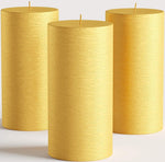 Set of 3 Pillar Candles 3" x 6" Unscented Handpoured Weddings, Home Decoration, Restaurants, Spa, Church Smokeless Cotton Wick - Ivory