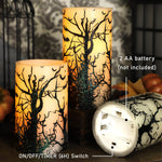 FLAVCHARM Fall Decor Flameless Candles Pumpkin Glitter Decal Desgin Real Wax Flickering LED Candles Autumn Harvest Battery Operated Candles with Remote Timer Thanksgiving Table Decorations for Home