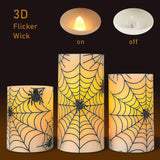 FLAVCHARM Fall Decor Flameless Candles Pumpkin Glitter Decal Desgin Real Wax Flickering LED Candles Autumn Harvest Battery Operated Candles with Remote Timer Thanksgiving Table Decorations for Home