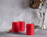 Set of 3 Pillar Candles 3" x 6" Unscented Handpoured Weddings, Home Decoration, Restaurants, Spa, Church Smokeless Cotton Wick - Ivory