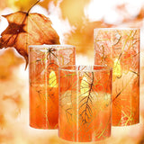 FLAVCHARM Fall Decor Flameless Candles Pumpkin Glitter Decal Desgin Real Wax Flickering LED Candles Autumn Harvest Battery Operated Candles with Remote Timer Thanksgiving Table Decorations for Home