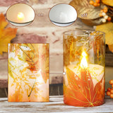 FLAVCHARM Fall Decor Flameless Candles Pumpkin Glitter Decal Desgin Real Wax Flickering LED Candles Autumn Harvest Battery Operated Candles with Remote Timer Thanksgiving Table Decorations for Home