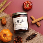 Pumpkin Candle, Fall Candles - 'Hello Pumpkin' Soy Pumpkin Spice Candle I Infused with Essential Oils I Fall Candle Decor, Fall Scented Candle I 9oz Reusable Jar I 50 Hour Burn I Made in USA